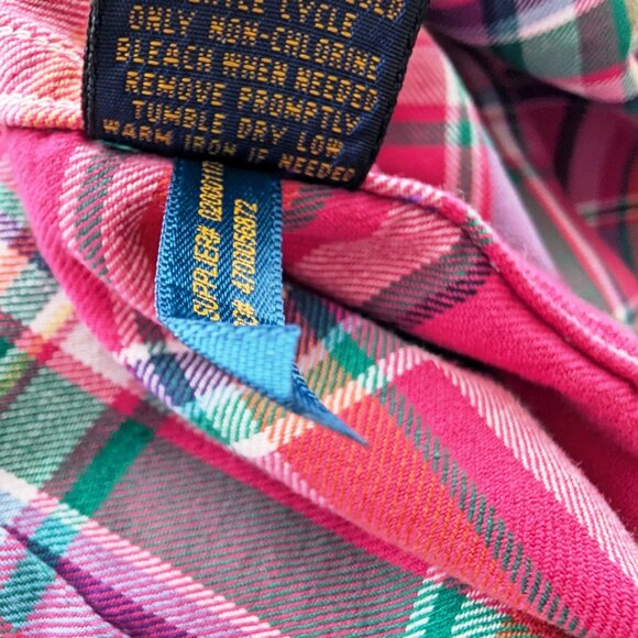 Polo Ralph Lauren  Cotton Plaid Button Down Shirt Size XL Dark Pink Green Colors - Picture 9 of 13